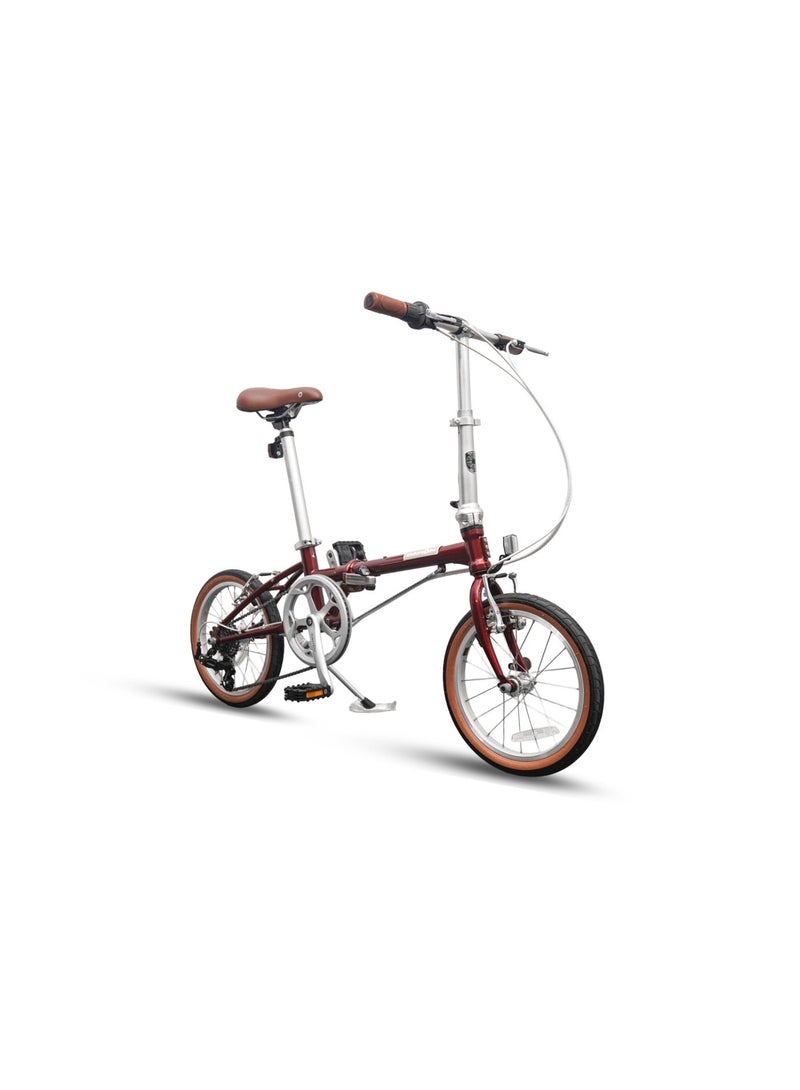 DAHON Boardwalk D7 16" 7-Speed Folding Bike, Dark Red | Chromoly Steel Frame, V-Brakes - Image 2